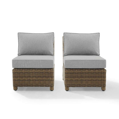 Crosley Furniture - Bradenton Outdoor Wicker Chair Set Gray- Weathered Brown (Set of 2) - KO70173WB-GY veiw 7