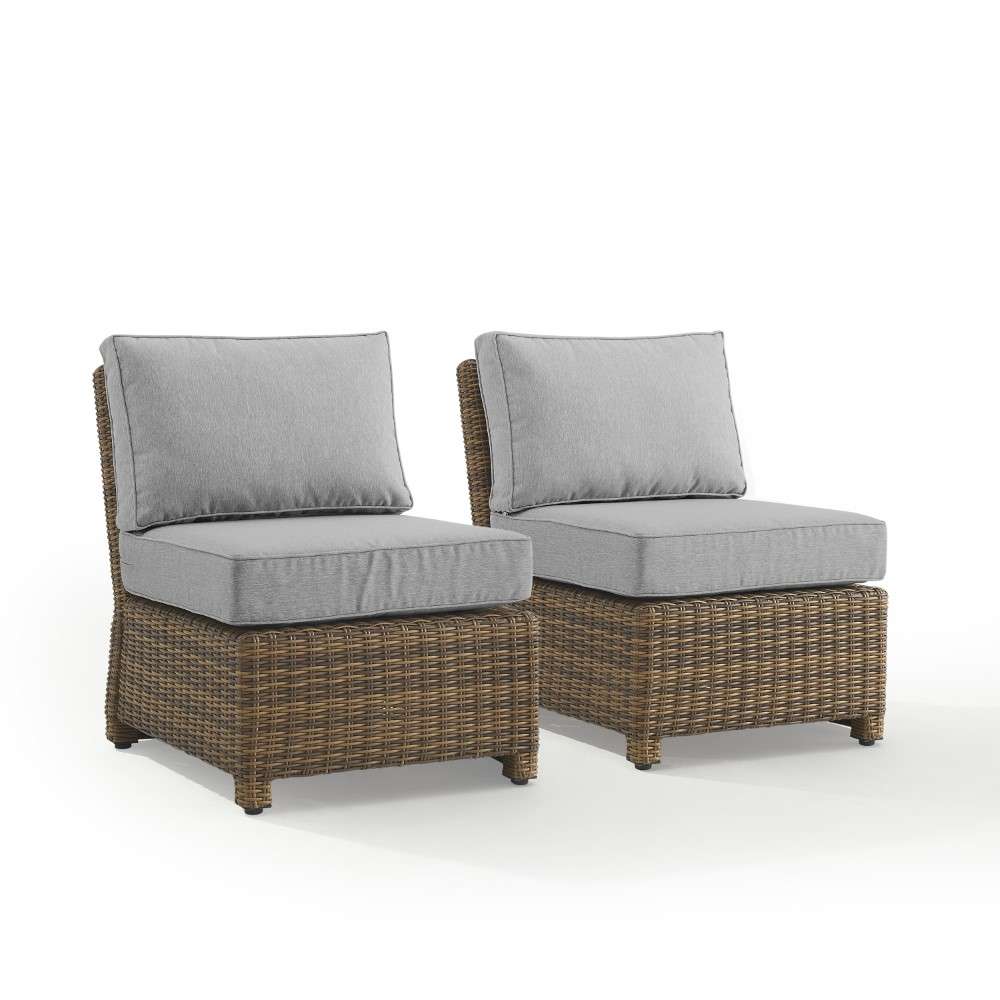 Crosley Furniture - Bradenton Outdoor Wicker Chair Set Gray- Weathered Brown (Set of 2) - KO70173WB-GY veiw 8
