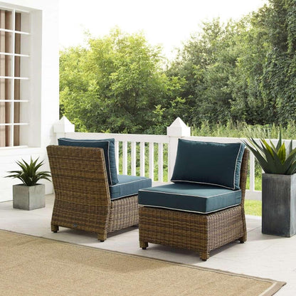 Crosley Furniture - Bradenton Outdoor Wicker Chair Set Navy-Weathered Brown (Set of 2) - KO70173WB-NV veiw 2