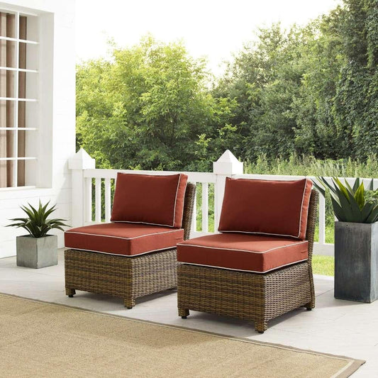 Crosley Furniture - Bradenton Outdoor Wicker Chair Set Sangria- Weathered Brown (Set of 2) - KO70173WB-SG veiw 1
