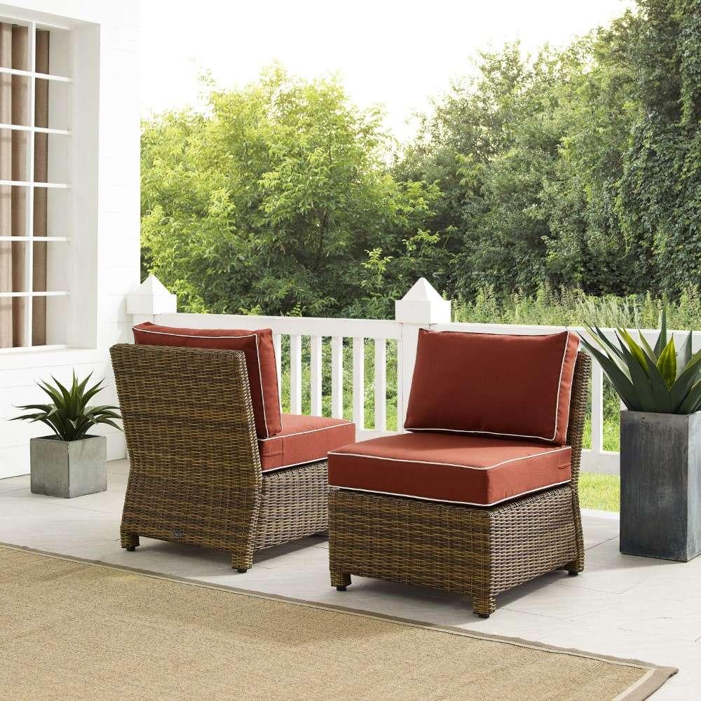 Crosley Furniture - Bradenton Outdoor Wicker Chair Set Sangria- Weathered Brown (Set of 2) - KO70173WB-SG veiw 2