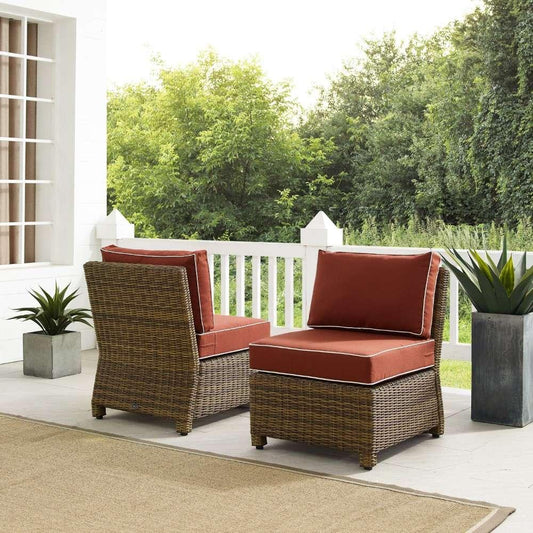 Crosley Furniture - Bradenton Outdoor Wicker Chair Set Sangria- Weathered Brown (Set of 2) - KO70173WB-SG veiw 2