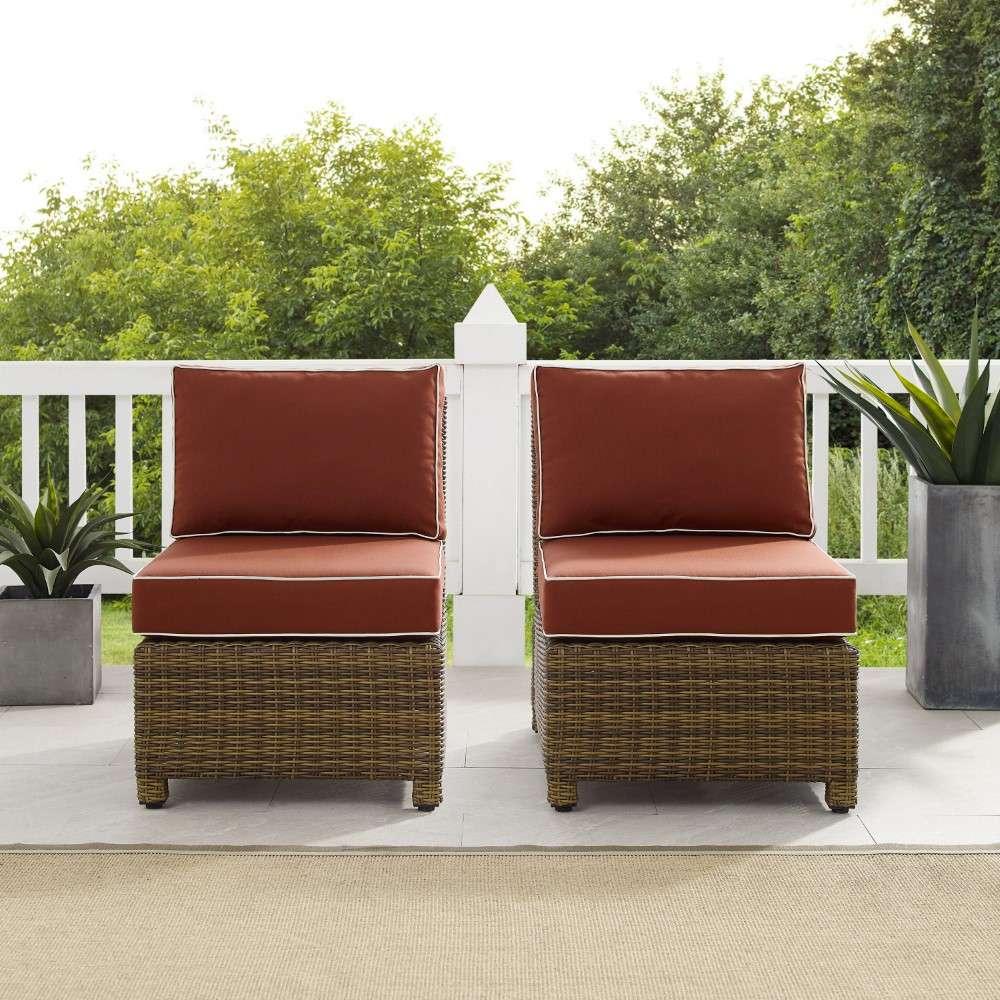Crosley Furniture - Bradenton Outdoor Wicker Chair Set Sangria- Weathered Brown (Set of 2) - KO70173WB-SG veiw 3