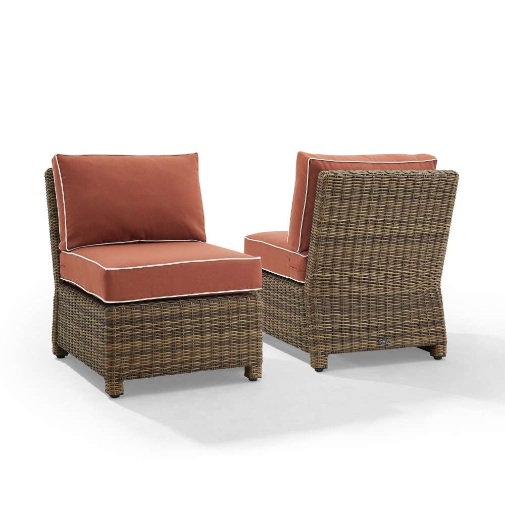 Crosley Furniture - Bradenton Outdoor Wicker Chair Set Sangria- Weathered Brown (Set of 2) - KO70173WB-SG veiw 6