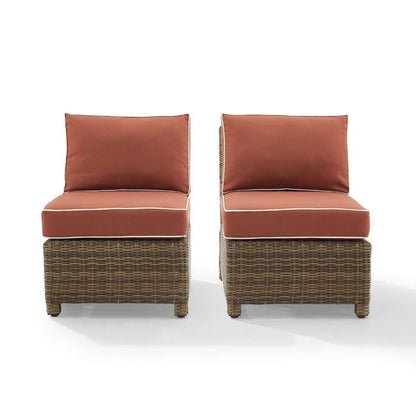 Crosley Furniture - Bradenton Outdoor Wicker Chair Set Sangria- Weathered Brown (Set of 2) - KO70173WB-SG veiw 7