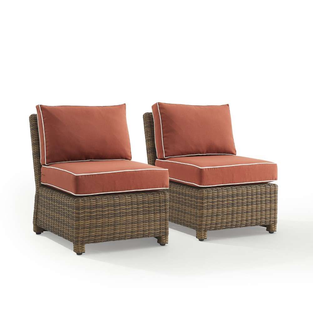 Crosley Furniture - Bradenton Outdoor Wicker Chair Set Sangria- Weathered Brown (Set of 2) - KO70173WB-SG veiw 8