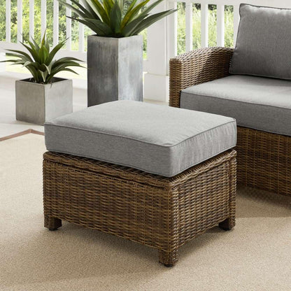 Crosley Furniture - Bradenton Outdoor Wicker Ottoman Gray /Weathered Brown - KO70014WB-GY veiw 1