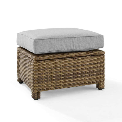 Crosley Furniture - Bradenton Outdoor Wicker Ottoman Gray /Weathered Brown - KO70014WB-GY veiw 2