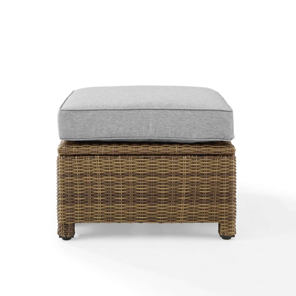 Crosley Furniture - Bradenton Outdoor Wicker Ottoman Gray /Weathered Brown - KO70014WB-GY veiw 3