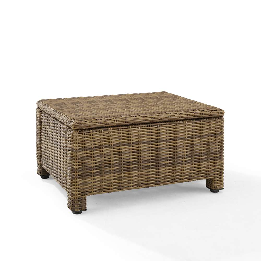 Crosley Furniture - Bradenton Outdoor Wicker Ottoman Navy /Weathered Brown - KO70014WB-NV veiw 4
