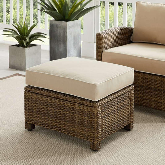 Crosley Furniture - Bradenton Outdoor Wicker Ottoman Sand /Weathered Brown - KO70014WB-SA veiw 1