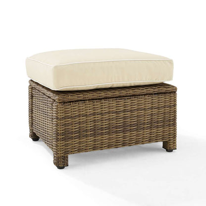 Crosley Furniture - Bradenton Outdoor Wicker Ottoman Sand /Weathered Brown - KO70014WB-SA veiw 2
