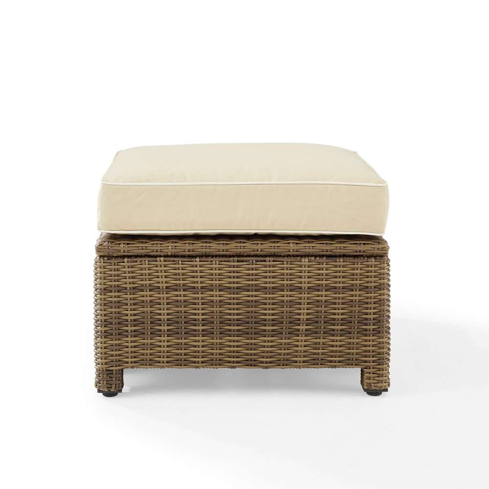 Crosley Furniture - Bradenton Outdoor Wicker Ottoman Sand /Weathered Brown - KO70014WB-SA veiw 3