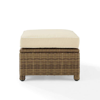 Crosley Furniture - Bradenton Outdoor Wicker Ottoman Sand /Weathered Brown - KO70014WB-SA veiw 3