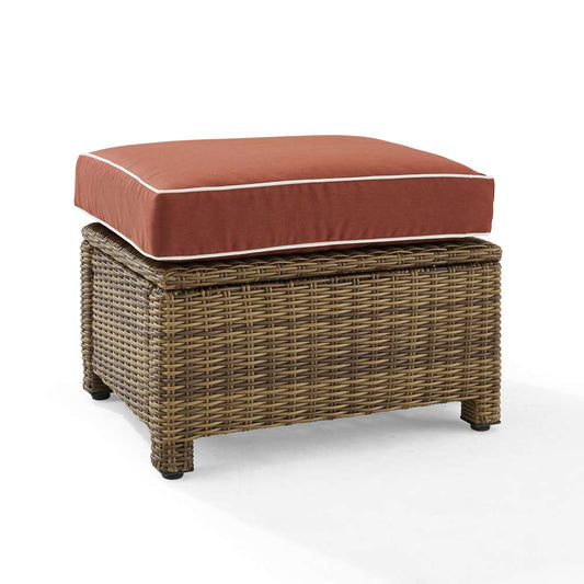 Crosley Furniture - Bradenton Outdoor Wicker Ottoman Sangria/Weathered Brown - KO70014WB-SG veiw 2