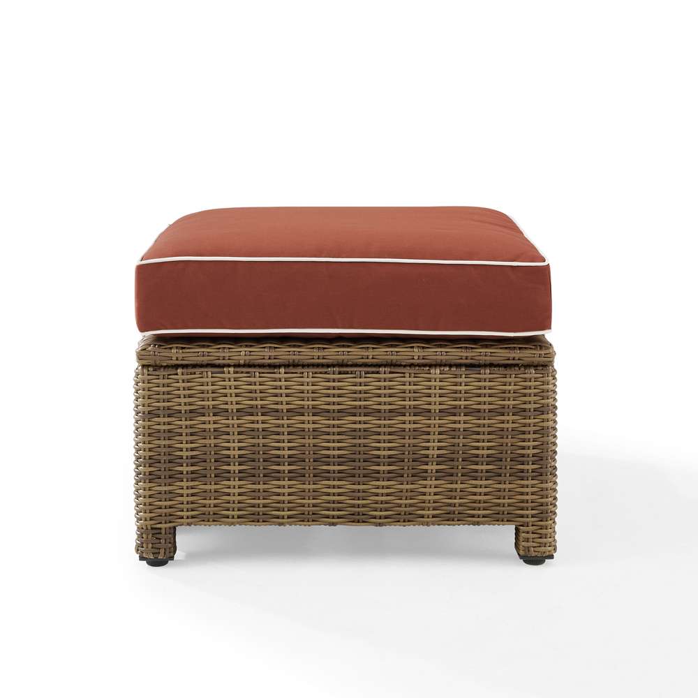 Crosley Furniture - Bradenton Outdoor Wicker Ottoman Sangria/Weathered Brown - KO70014WB-SG veiw 3