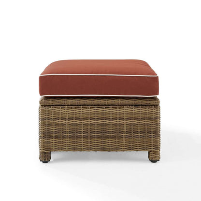 Crosley Furniture - Bradenton Outdoor Wicker Ottoman Sangria/Weathered Brown - KO70014WB-SG veiw 3