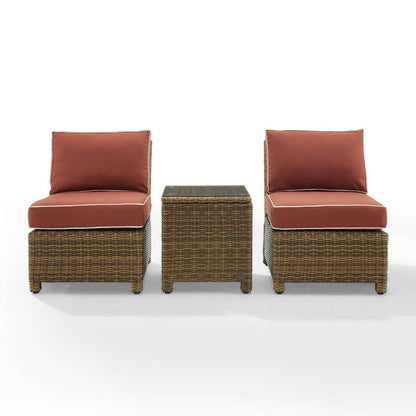 Crosley Furniture - Bradenton 3Pc Outdoor Wicker Chair Set Sangria -Weathered Brown - Side Table and 2 Armless Chairs - KO70174WB-SG veiw 6