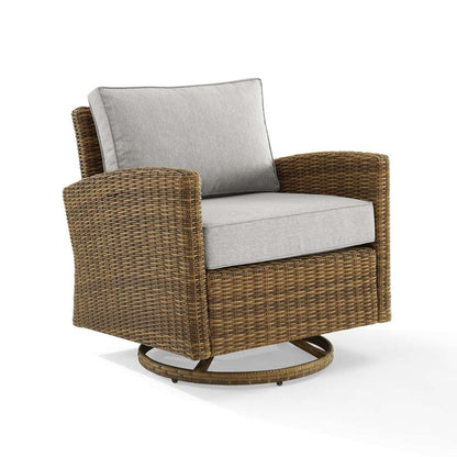 Crosley Furniture - Bradenton Outdoor Wicker Swivel Rocker Chair Gray/Weathered Brown - KO70422WB-GY veiw 2