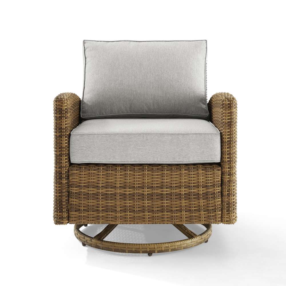 Crosley Furniture - Bradenton Outdoor Wicker Swivel Rocker Chair Gray/Weathered Brown - KO70422WB-GY veiw 3