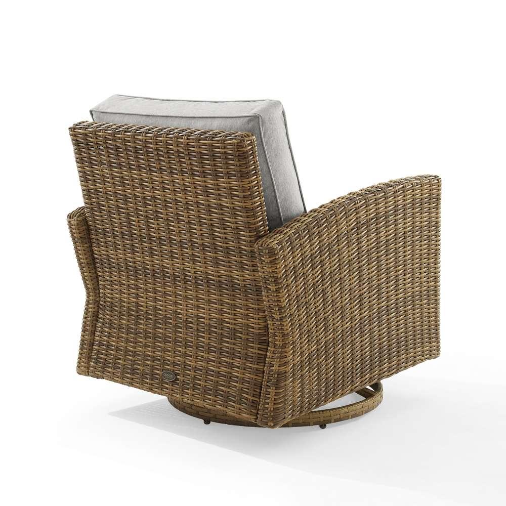 Crosley Furniture - Bradenton Outdoor Wicker Swivel Rocker Chair Gray/Weathered Brown - KO70422WB-GY veiw 4