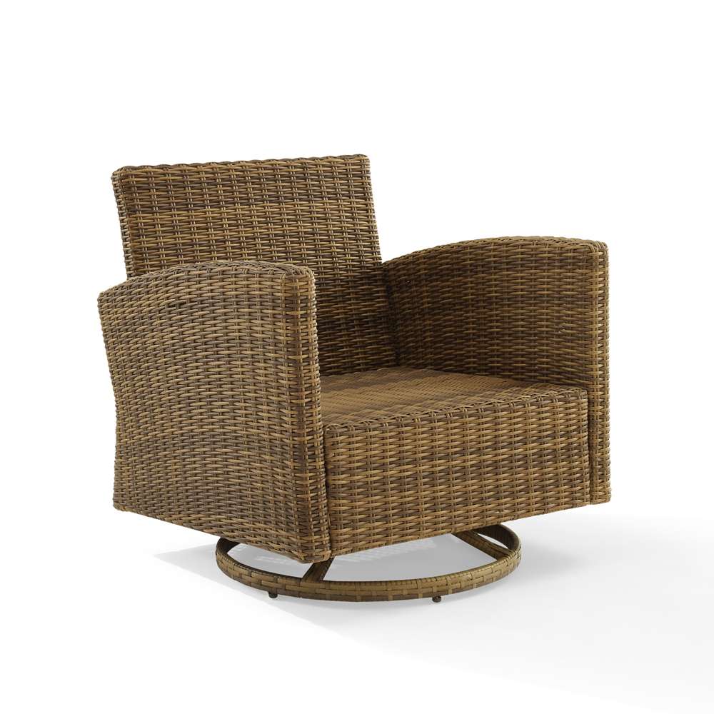 Crosley Furniture - Bradenton Outdoor Wicker Swivel Rocker Chair Navy/Weathered Brown - KO70422WB-NV veiw 5