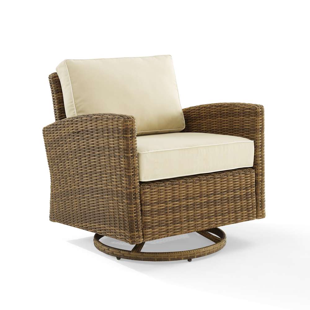 Crosley Furniture - Bradenton Outdoor Wicker Swivel Rocker Chair Sand/Weathered Brown - KO70422WB-SA veiw 2