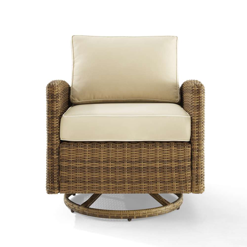 Crosley Furniture - Bradenton Outdoor Wicker Swivel Rocker Chair Sand/Weathered Brown - KO70422WB-SA veiw 3