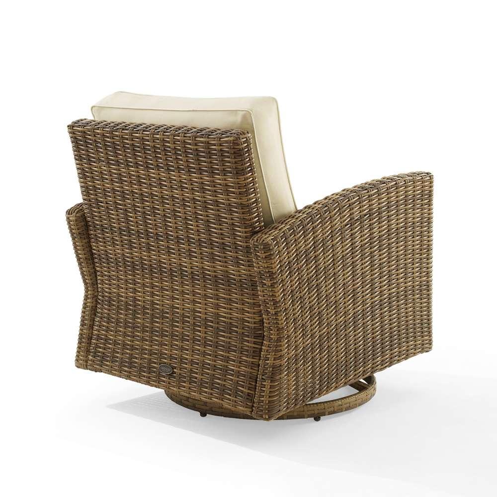 Crosley Furniture - Bradenton Outdoor Wicker Swivel Rocker Chair Sand/Weathered Brown - KO70422WB-SA veiw 4