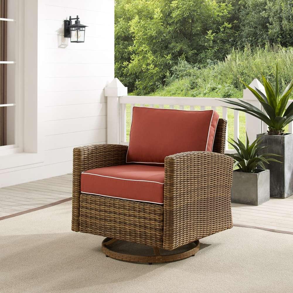 Crosley Furniture - Bradenton Outdoor Wicker Swivel Rocker Chair Sangria/Weathered Brown - KO70422WB-SG veiw 1