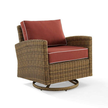 Crosley Furniture - Bradenton Outdoor Wicker Swivel Rocker Chair Sangria/Weathered Brown - KO70422WB-SG veiw 2