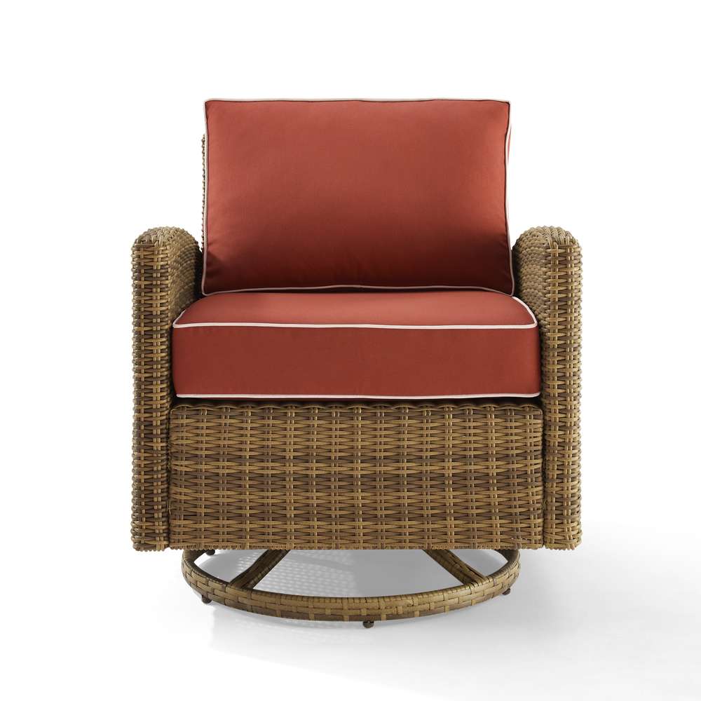 Crosley Furniture - Bradenton Outdoor Wicker Swivel Rocker Chair Sangria/Weathered Brown - KO70422WB-SG veiw 3