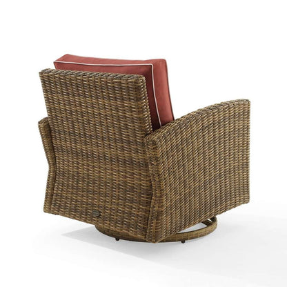 Crosley Furniture - Bradenton Outdoor Wicker Swivel Rocker Chair Sangria/Weathered Brown - KO70422WB-SG veiw 4