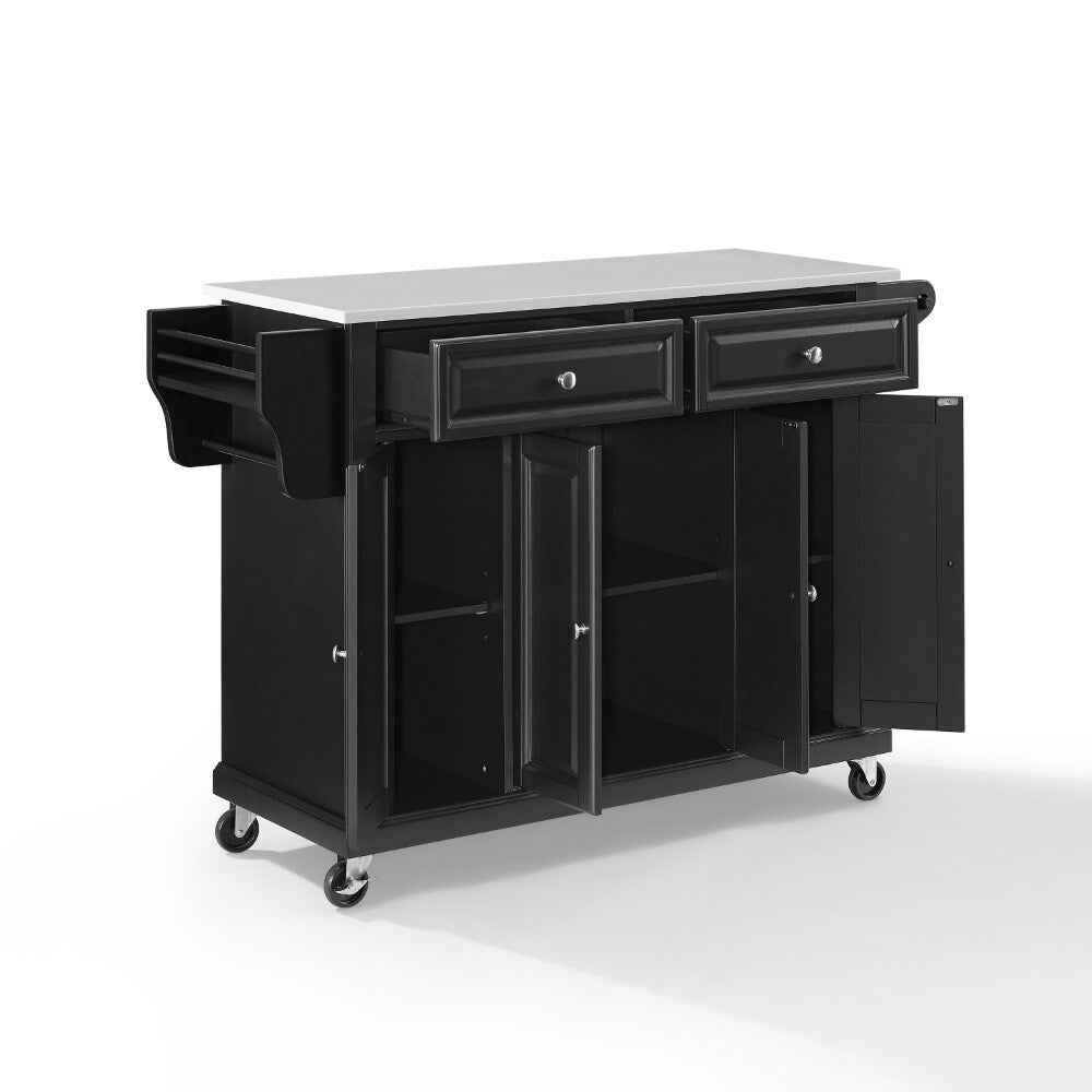 Crosley Furniture - Full Size Granite Top Kitchen Cart Black/White - KF30005EBK veiw 3