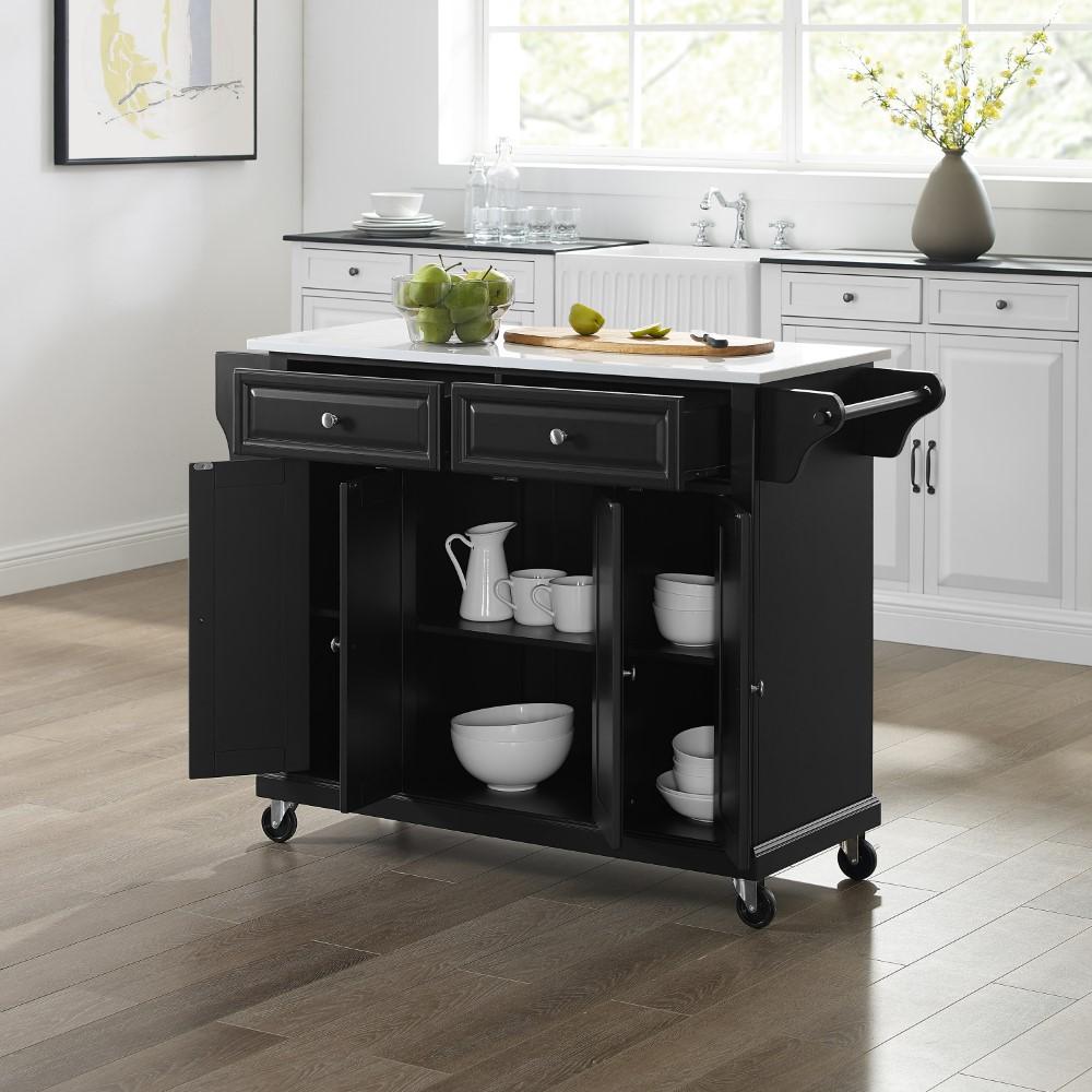 Crosley Furniture - Full Size Granite Top Kitchen Cart Black/White - KF30005EBK veiw 9