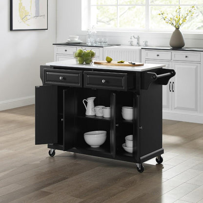 Crosley Furniture - Full Size Granite Top Kitchen Cart Black/White - KF30005EBK veiw 9