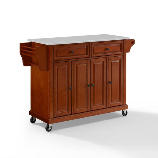 Crosley Furniture - Full Size Granite Top Kitchen Cart Cherry/White - KF30005ECH veiw 1