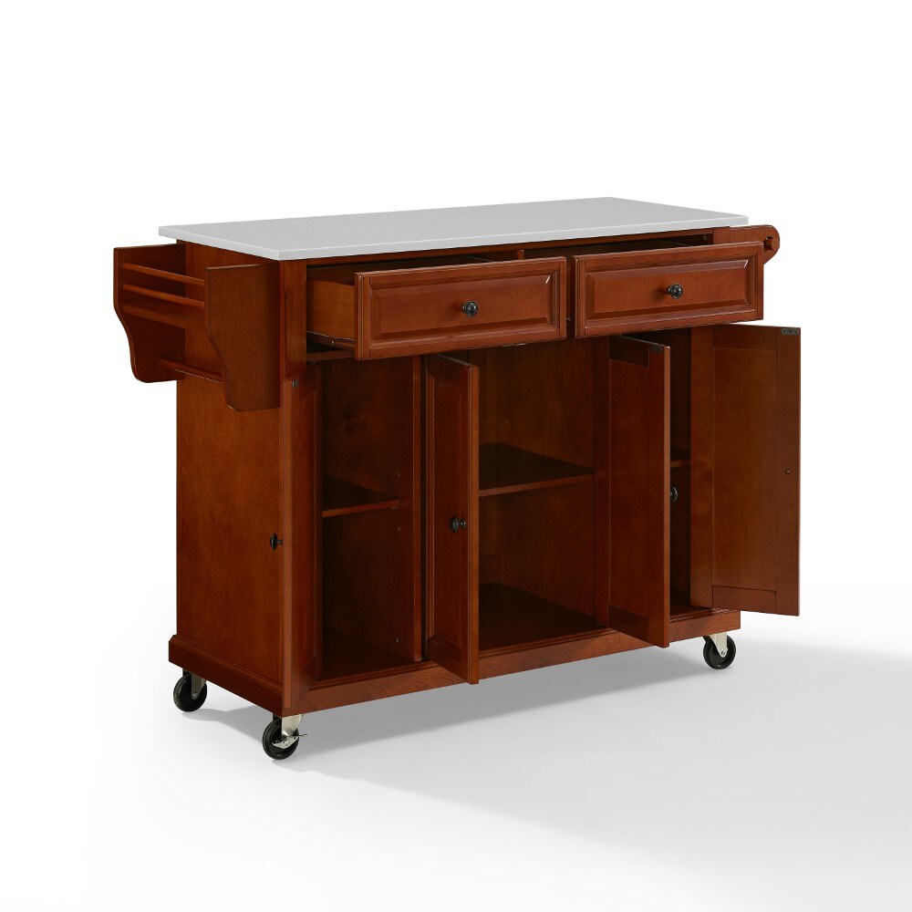 Crosley Furniture - Full Size Granite Top Kitchen Cart Cherry/White - KF30005ECH veiw 3