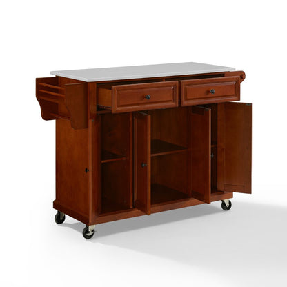 Crosley Furniture - Full Size Granite Top Kitchen Cart Cherry/White - KF30005ECH veiw 3