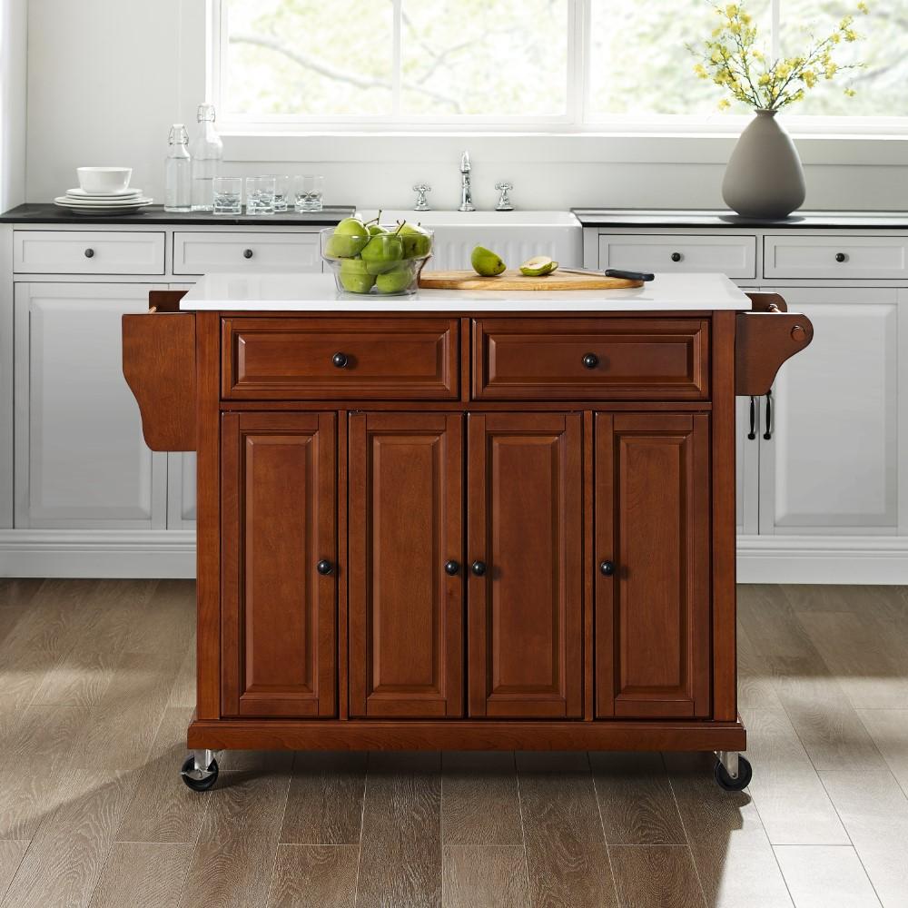 Crosley Furniture - Full Size Granite Top Kitchen Cart Cherry/White - KF30005ECH veiw 6