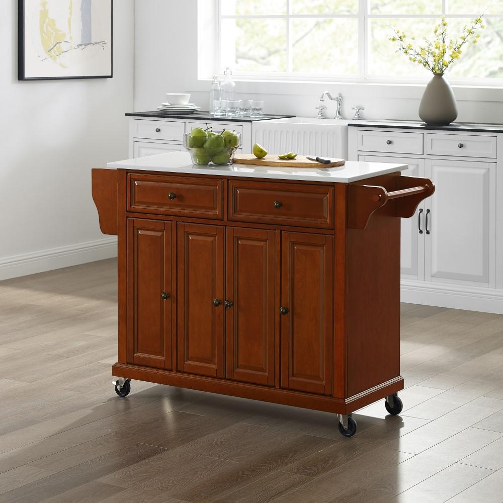 Crosley Furniture - Full Size Granite Top Kitchen Cart Cherry/White - KF30005ECH veiw 8