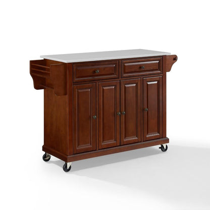 Crosley Furniture - Full Size Granite Top Kitchen Cart Mahogany/White - KF30005EMA veiw 1