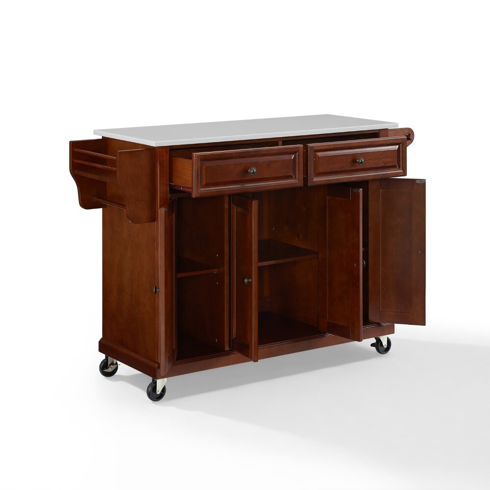 Crosley Furniture - Full Size Granite Top Kitchen Cart Mahogany/White - KF30005EMA veiw 3