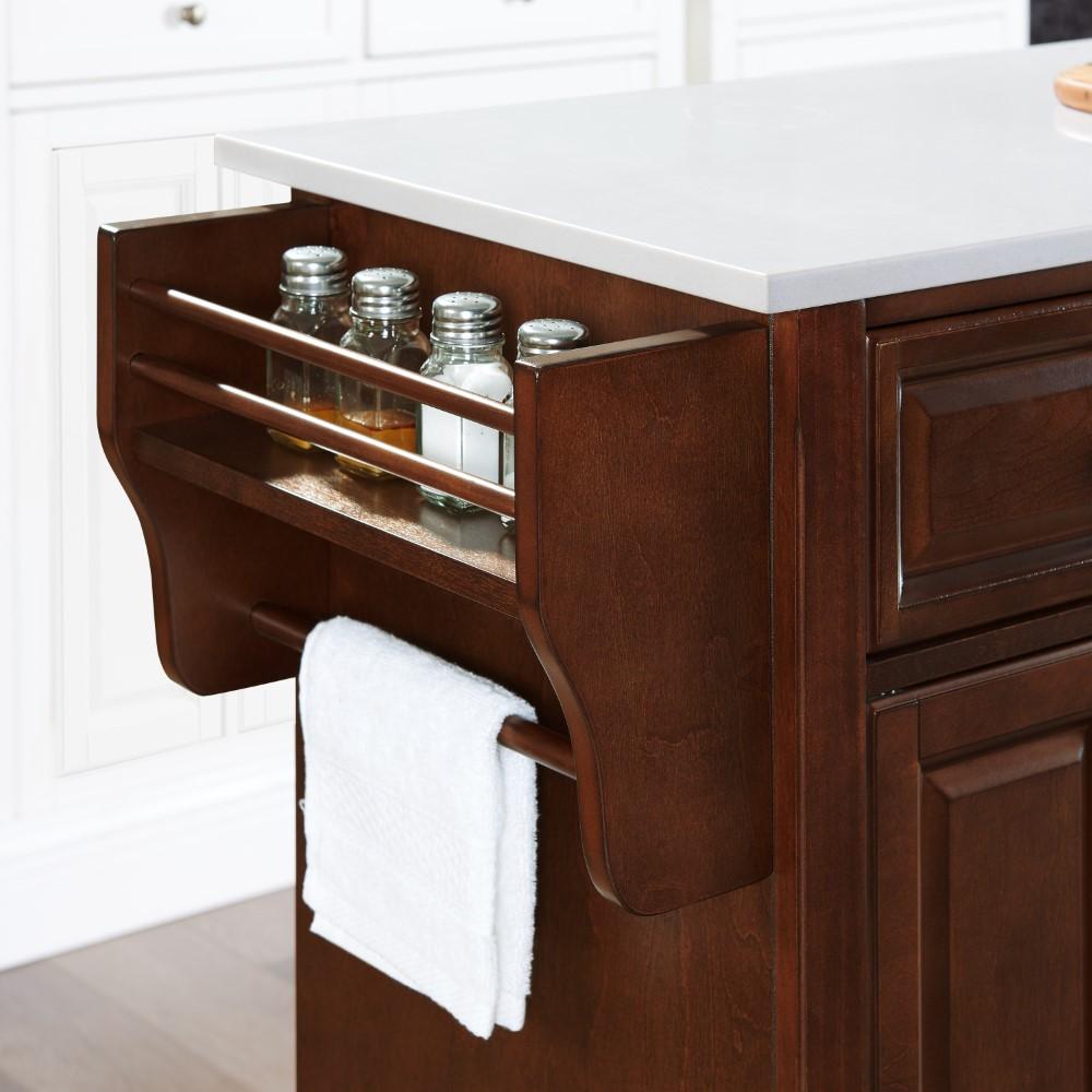 Crosley Furniture - Full Size Granite Top Kitchen Cart Mahogany/White - KF30005EMA veiw 6