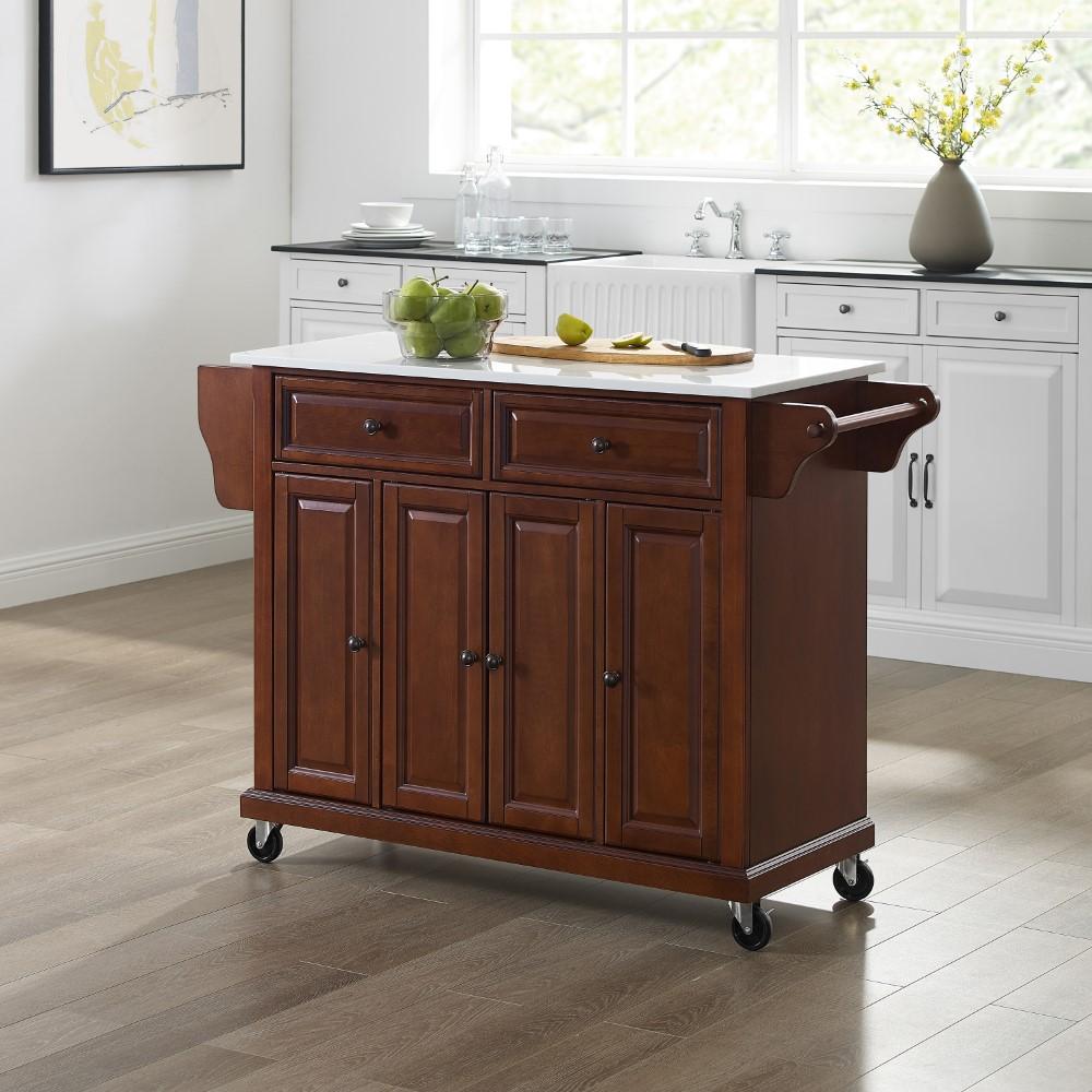 Crosley Furniture - Full Size Granite Top Kitchen Cart Mahogany/White - KF30005EMA veiw 8