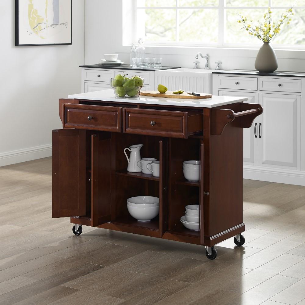 Crosley Furniture - Full Size Granite Top Kitchen Cart Mahogany/White - KF30005EMA veiw 9