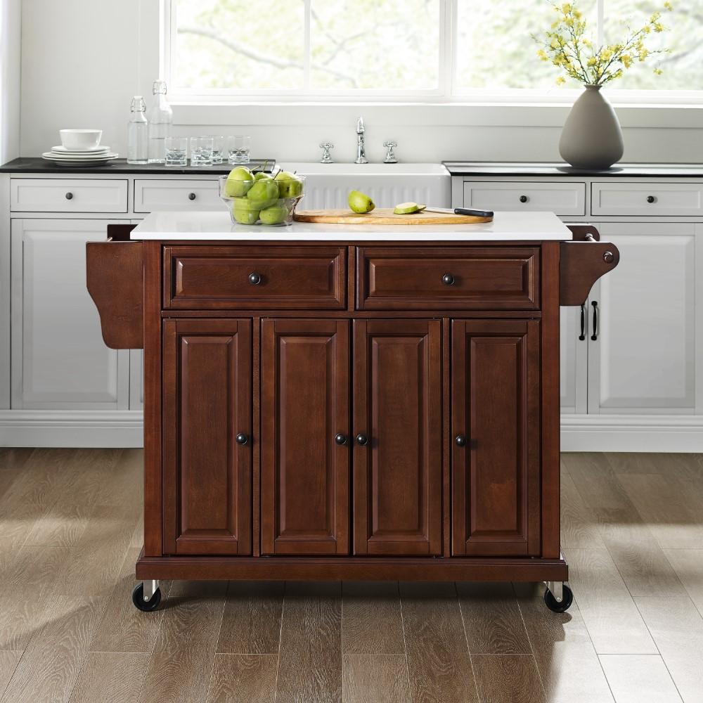 Crosley Furniture - Full Size Granite Top Kitchen Cart Mahogany/White - KF30005EMA veiw 10