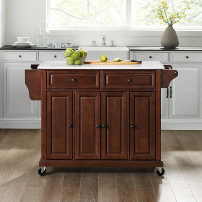 Crosley Furniture - Full Size Granite Top Kitchen Cart Mahogany/White - KF30005EMA veiw 10