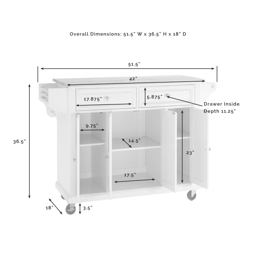 Crosley Furniture - Full Size Granite Top Kitchen Cart Mahogany/White - KF30005EMA veiw 11