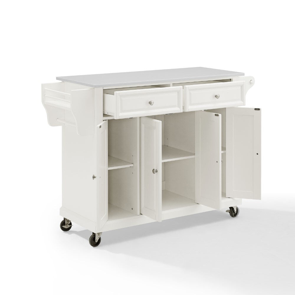 Crosley Furniture - Full Size Granite Top Kitchen Cart White/White - KF30005EWH veiw 3